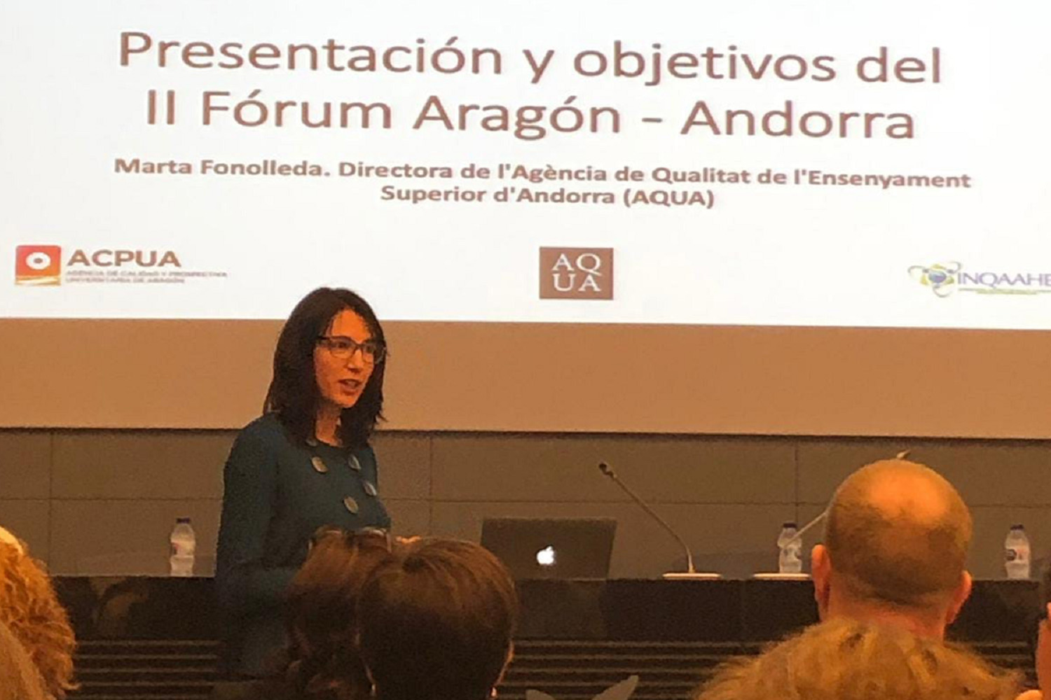 Marta Fonolleda, Director of AQUA), presenting the II Forum